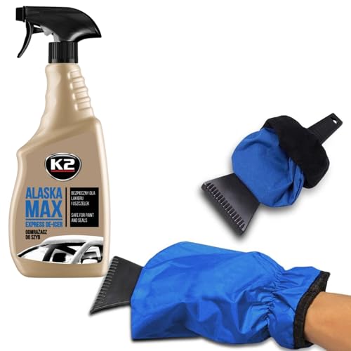 TailoTec Rascador de Hielo para Coche - Liquido Quita Hielo Coche - Rasqueta Parabrisas Eficiente (20 x 9 cm) - Quita Hielo Resistente para Parabrisas y Luna de Coche (1 RASQUETA + Spray)