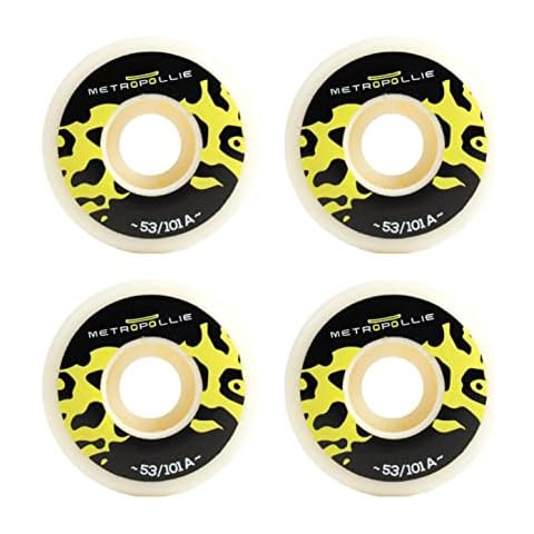 Metropollie - 4 Skateboard Wheels Premium Wheels, 100% Urethane 53mm, Diameter, 101A Hardness, Skateboard PartS, Expert and Beginner Level Cover