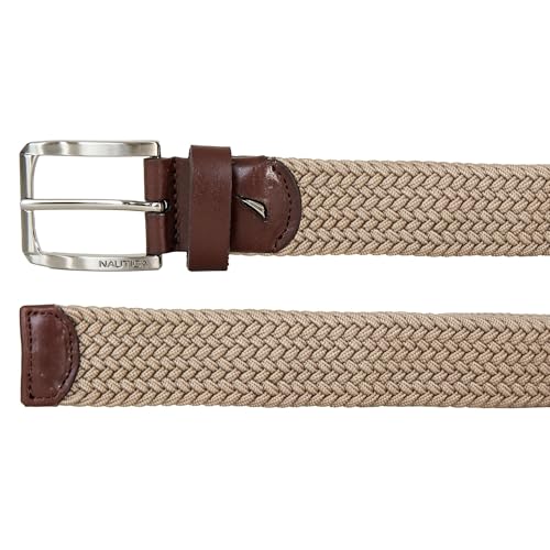 Image of Nautica Men's Casual Leather Belt | Everyday | Classic | Pants | Jeans | Khakis | Chinos | Metal Buckle