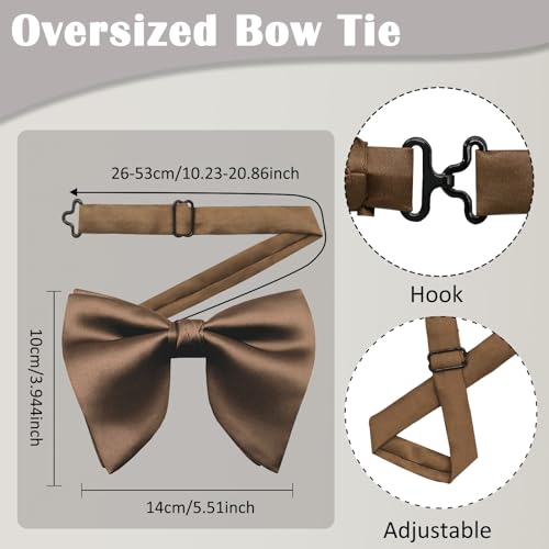 Image of Luckyvestir Oversized Bow Ties for Men, Pre Tied Clip on Men's Black Bowtie for Wedding Tuxedo Banquets Formal Wear