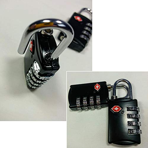 Image of DKY 2 Pack TSA Luggage Locks - Approved Travel Lock for Suitcases & Baggage Combination Lock - 4 Digit Padlock for School Gym Sports Locker Fence Toolbox Case Hasp Storage - Black
