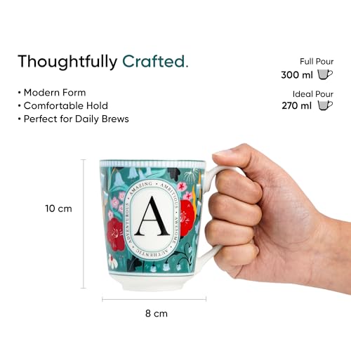 Image of Shay Alphabet Mug, 1 Pc, A, 300ml | Ceramic Mug |Glossy Finish | Ceramic Coffee Cup | Porcelain | Microwave Safe (Alphabet Mug - A)