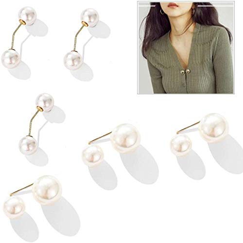 HHYSPA Broche De Perlas De Moda: Broche De Perlas Antideslizante Fijo En áNgulo Recto para SuéTer, Chal, CáRdigan, Ramillete, Broche E