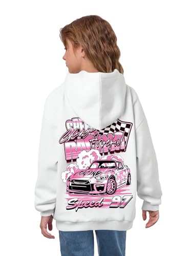 WDIRARA Girl's Cartoon Graphic Print Pullover Hoodies Drop Shoulder Long Sleeve Sweatshirts