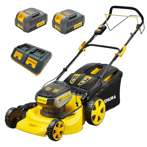 Nemura Tondeuse Autotractée à Batterie 80 V (2x40V) - Coupe 46 cm - Jusqu'à 500 m2 - Fonction Mulching - Livrée avec 2 Batteries 4Ah et 2 chargeurs - Marque...