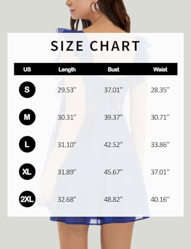 Image of Women's Summer Square Neck Tie Back Ruffle Sleeve Tiered Casual A-Line Short Mini Dress
