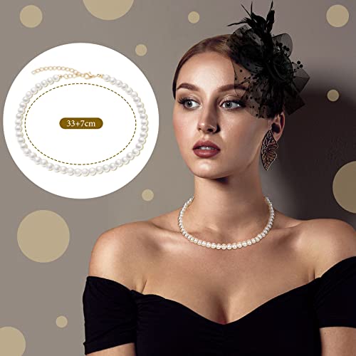 18 Pcs Fascinators Hat Set Feathers Tea Party Hats Cocktail Mesh Hair Clip With Lace Gloves And Bead Necklaces For Women Girl (Classic) #TOP4