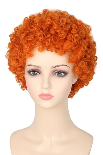 LeMarnia Orange Short Curly Afro Wigs for Girls Halloween Party Costume Cosplay Wig