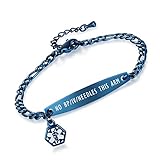 mnmhope Lymphedema Alert medical bracelet for women with pre-engraving NO BP/IV/NEEDLES THIS ARM-Adjustable 6.5-8 inch stainless steel Fashion small Figaro alert bracelet
