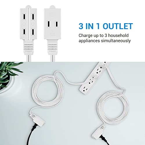 Dewenwils 10Ft Extension Cord Indoor, 2 Prong Short Extension Cord With 5A Fuse Protection, Appliance Outlet Safer Power Cable, 3 Polarized Outlets, Etl Listed, 2 Pack #TOP26