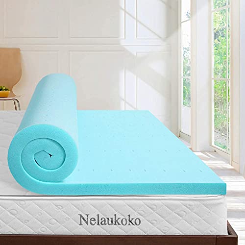 Nelaukoko 2 Inch Memory Foam Mattress Topper Twin XL Size Ventilated Gel Foam Mattress Pad Single Bed Topper for College Dorm