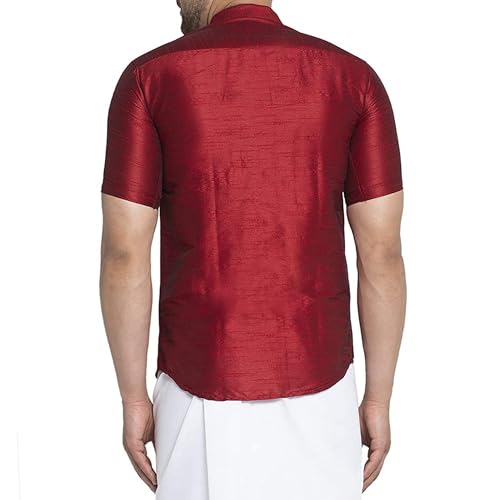 Men's Collar Shirt Classic Indian Ethnic Dupion Silk Plain Casual Fit Tunic Kurta Casual Dress Daily Wear2