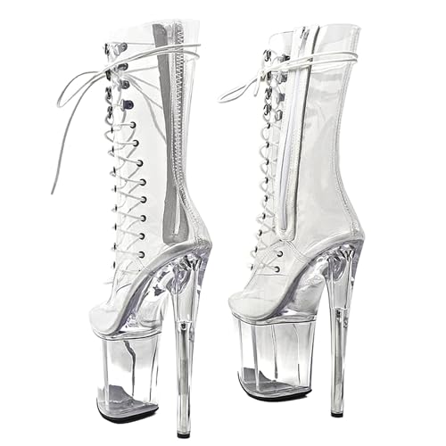 WUXIN H&P Women's Clear Platform Exotic Pole Dance Ankle Short Boots Custom Open Toe Sexy Stiletto 8 Inch High Heel4
