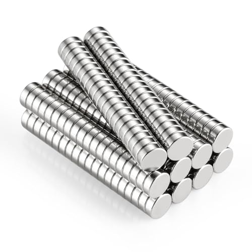 200-Pack N40 Neodymium Magnets, 8x3 mm Industrial Grade Small Strong Disc Magnets with Nickel-Copper-Nickel Coating for Whiteboard, Fridge, Office, Crafts & DIY Projects