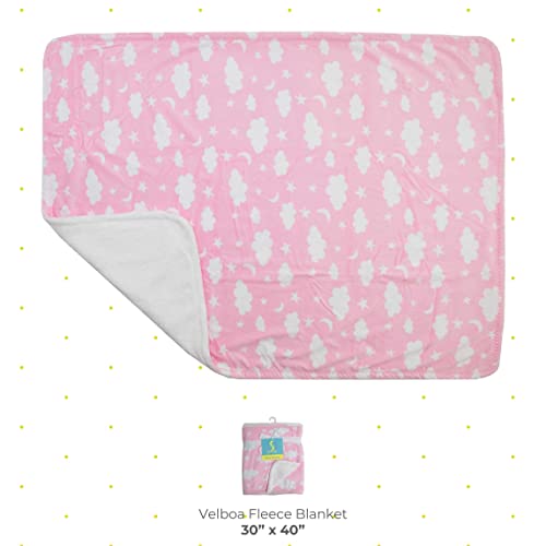 Image of SpaSilk Baby Boys Velboa Fleece Blanket with Thick Stitch Trim