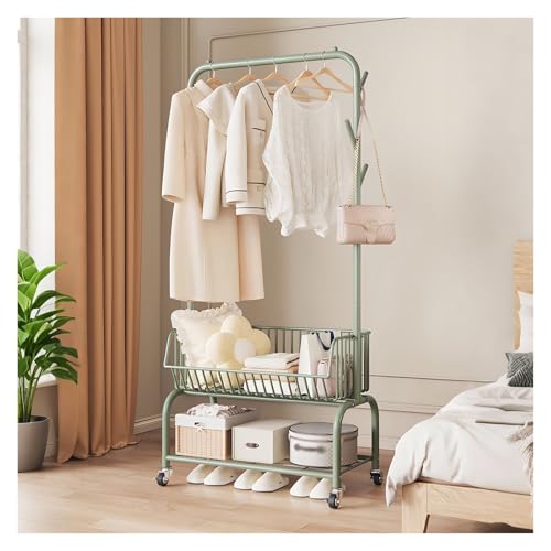 Portant à vêtements avec roulettes et étagères réglables pour dressing