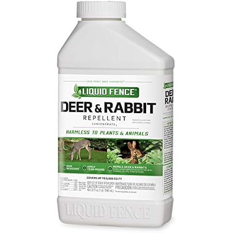 Liquid Fence Deer And Rabbit Repellent Concentrate 32 Ounces, Apply Year-Round Cover