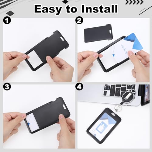 Pacote com 2 porta-crachás retráteis, carretéis resistentes, com suporte de crachá de identificação