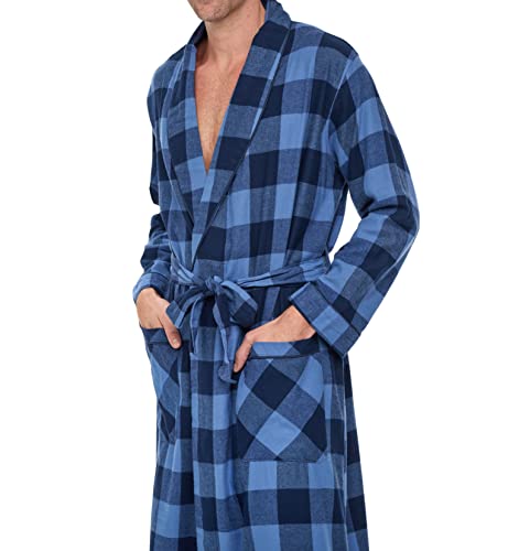 Image of Andrew Scott Mens 2 Pack Long Sleep -Sauna Robe / 100% Cotton Flannel Brush Warm Bathrobe