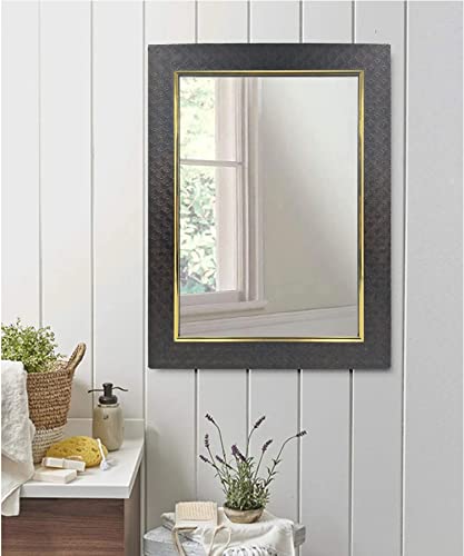 Image of Stuthi Arts Rectangular Framed Wall Mirror (Brown, 34.29 x 25.4 cm)