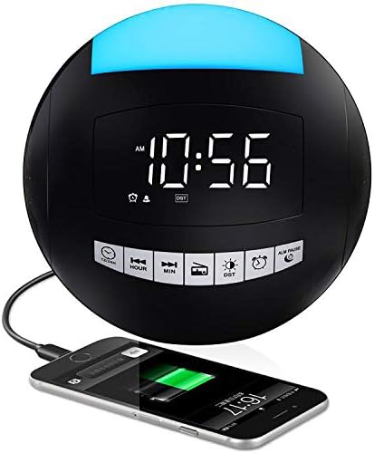Digital Alarm Clock Radio for Bedroom, FM Radio with Sleep Timer|Portable Loud LED Clock for Heavy Sleeper, 3 Alarm Sounds|Dimmable|Night Light|USB Phone Charger, Easy Set, Kid Teen Senior Home Travel