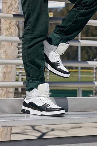 Image of CALTO Men's Invisible Height Increasing Elevator Shoes - Lace-up Sporty High Top Sneakers - 3 Inches Taller