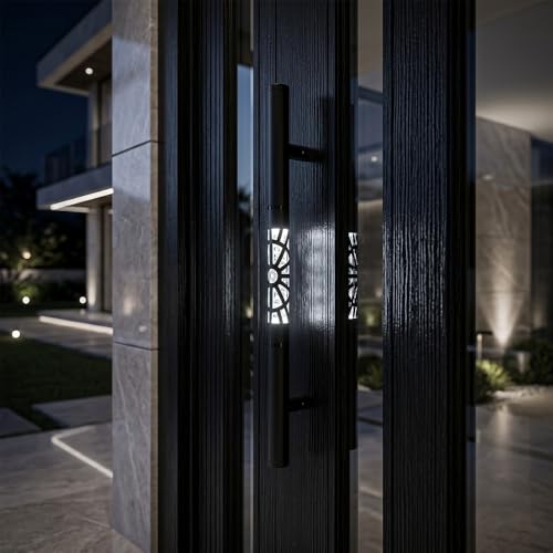 Image of Luxury LED Main Door Handle with Sensor Touch | 24 Inch Pull Push Handle for Home, Office, Hotel & Villa | Black Finish Stainless Steel Door Handle | 450mm Hole to Hole - Pack of 1