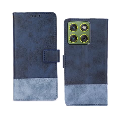 Image of amazon basics Moto Edge 70 5G Flip Cover | Card Pockets Wallet & Stand | Flip Cover for Moto Edge 70 5G (Double Blue)