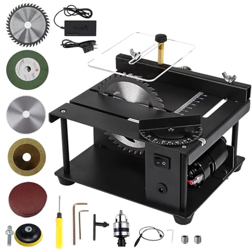 Mini scie circulaire à table électrique 200W coupe-bois avec guide d'angle réglable - 2