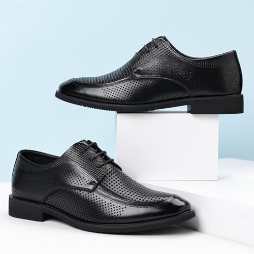 Men's Classic Hollow Breathable Leather Dress Lace-up Oxford Shoes Retro Pointed Toe Low Top Business Office Formal Derby Shoes4