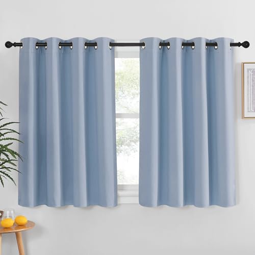 NICETOWN Vintage Blue Blackout Curtain for Living Room - Solid Thermal Insulated Grommet Blackout Panel/Drape for Bedroom Kitchen Window (1 Panel, 52 inches Wide by 54 inches Long)