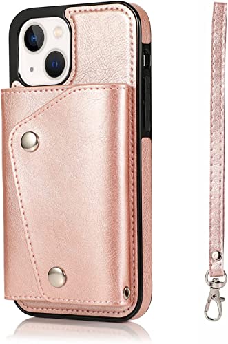 Étui iPhone 14 avec porte-carte et support magnétique rose