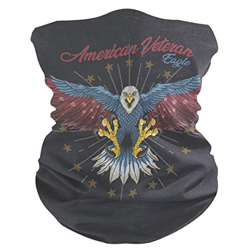 MOYYO American Veteran Eagle Face Sun Dust Mask Bandanas Seamless Elastic Head Wrap Neck Gaiter Magic Scarf Headband for Festivals Running Cycling Indoor Outdoor Sport