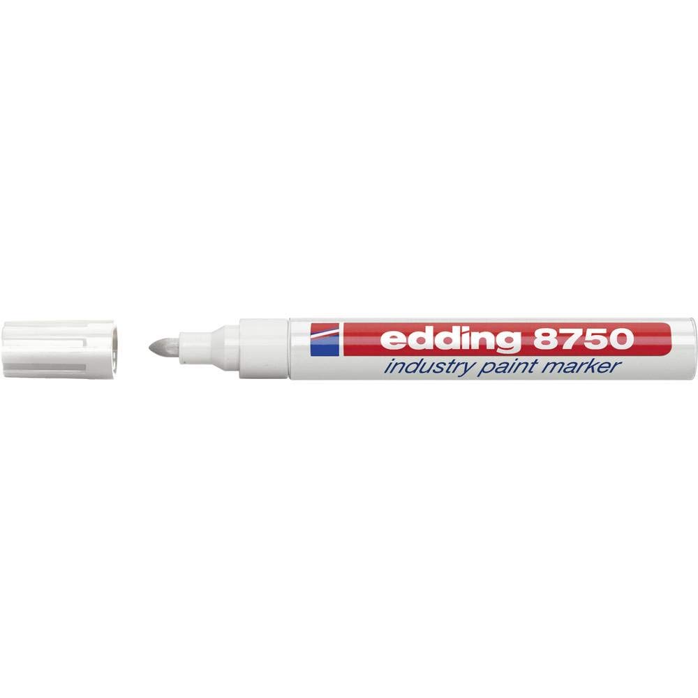 edding 8750 1 marcador de tinta opaca industrial - blanco - punta redonda 2-4mm - rotulador superficies polvorientas, grasientas: neumáticos metal vidrio madera - permanente, impermeable
