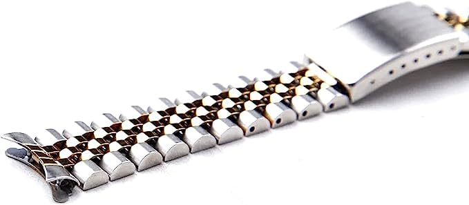 Image of Replacement 18mm Stainless Steel Jubilee Metal Bracelet Watch Band Strap Dual Tone Color Curved End Buckle