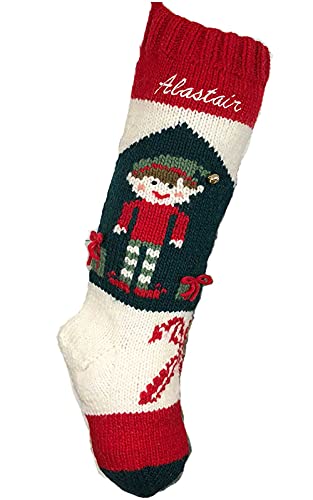 Christmas Stocking Personalized Hand Knit Vintage...