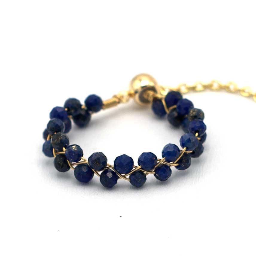Miracles Minéraux Bague pierre naturelle artisanal (plaqué or giulia| lapis lazuli)