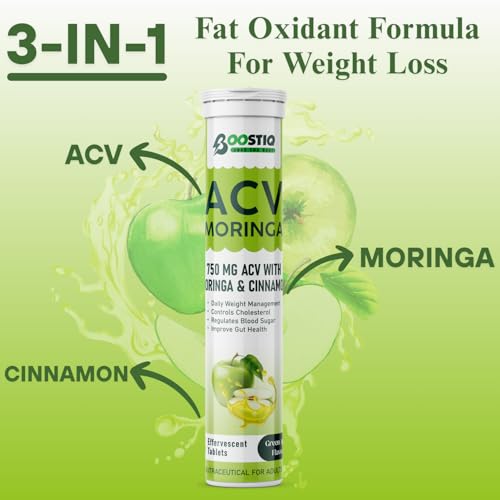 Image of Green Apple ACV Moringa Effervescent Tablets | Apple Cider Vinegar with Moringa & Cinnamon | Green Apple Flavor | Nutraceutical Drink Tablets | Pack of 2