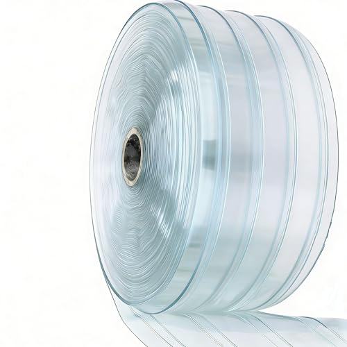 Image of Ribbed PVC Strip Curtain Clear 7 inch Width x 78.7 inch Height Vinyl Door Strips for Warehouse, Freezer, and Garage, Anti-Scratch & Temperature Resistant Plastic Strip Curtain for Door AP1474