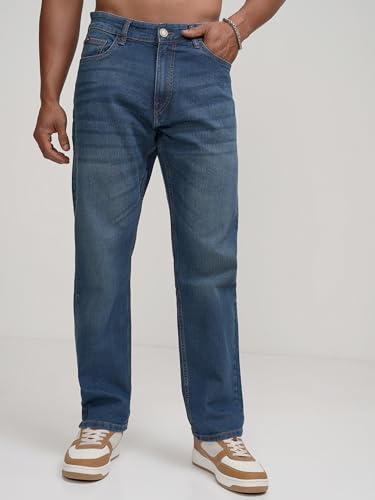 Image of Highlander Men's Straight Fit Jeans | Mid Rise | Stretchable | Sleek & Contemporary | Designed for Comfort & Ease of Movement| Jeans for Man