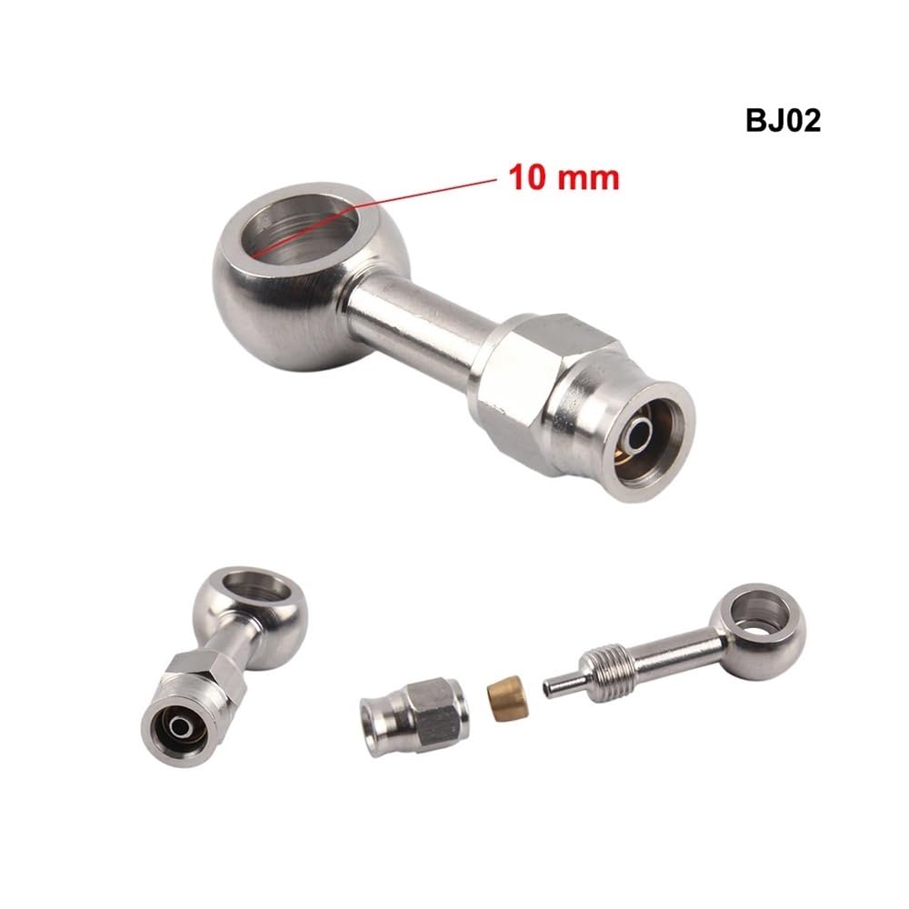 parties Raccord banjo AN3 M10x1 en acier inoxydable 10 mm, compatible avec les flexibles de frein hydrauliques de motos.(BJ10)