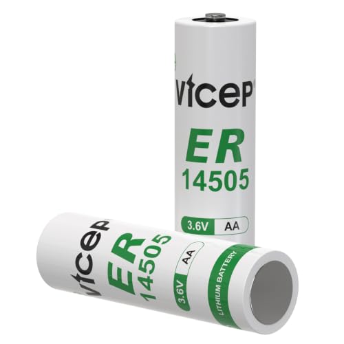 ViCep 2-Pack ER14505 AA 3.6V Lithium Batterie Li-SOCL 2700mAh LS14500 Kompatibel für Haussicherheitssystem Zählerablesesystem PLC Facility Equipment Nicht wiederaufladbar