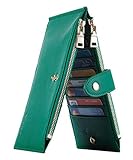 Travelambo Womens Walllet RFID Blocking Bifold Multi Card Case Wallet with Zipper Pocket Crosshatch (Green 7311)