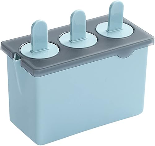 4 moldes para paletas para niños congelados para hacer popsicle hecho en casa, moldes para helados de fácil liberación (azul redondo)