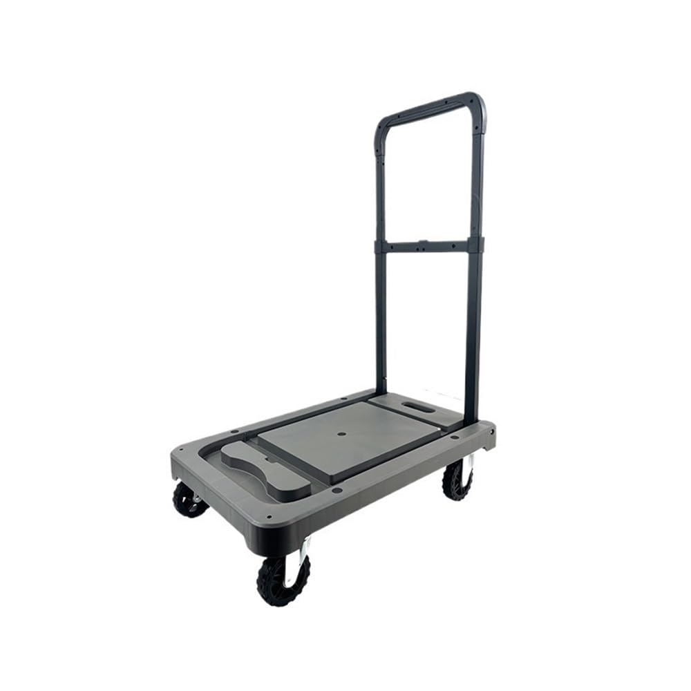 Handcart Foldable Push-pull Flatbed Truck Trolley Cart Portable Shopping Cart Transporter Trailer Handcart(Grey)