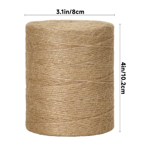 Image of KINGLAKE Natural Jute Twine String - 984 Feet 2mm Twine String for Crafts | Jute Rope Twine for Gift Wrapping Christmas Packing Arts Decoration Wedding Gardening