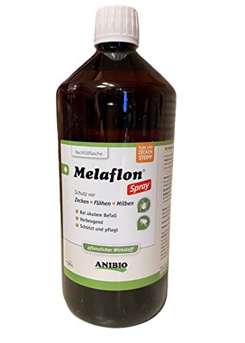Anibio Melaflon Spray 1000ml - ohne Sprühkopf | Ungezieferbekämpfung für die direkte Anwendung auf dem Tier | auch zur Anwendung bei Jungtieren | für Hunde und Katzen