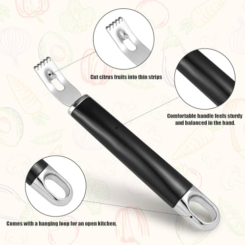 image for lasuroa Channel Knife, 2-in-1 Lemon Twist Peeler Stainless Steel Lemon