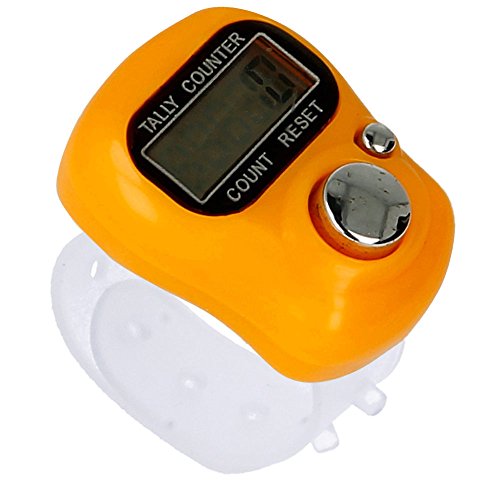 REY Contador Digital con Mini LCD de 5 Dígitos Naranja, Registrador de Visitas, Golpes, Pasos, Vueltas, Mercancía