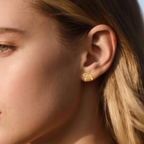 SLUYNZ Solid 925 Sterling Silver Tiny Bow Earrings Stud for Women Teens Small Bowknot post Stud Earrings3